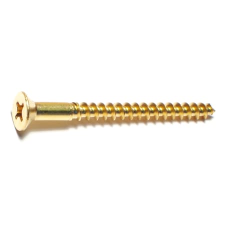 Midwest Fastener Wood Screw, #12, 2-1/2 in, Plain Brass Flat Head Phillips Drive, 100 PK 02890